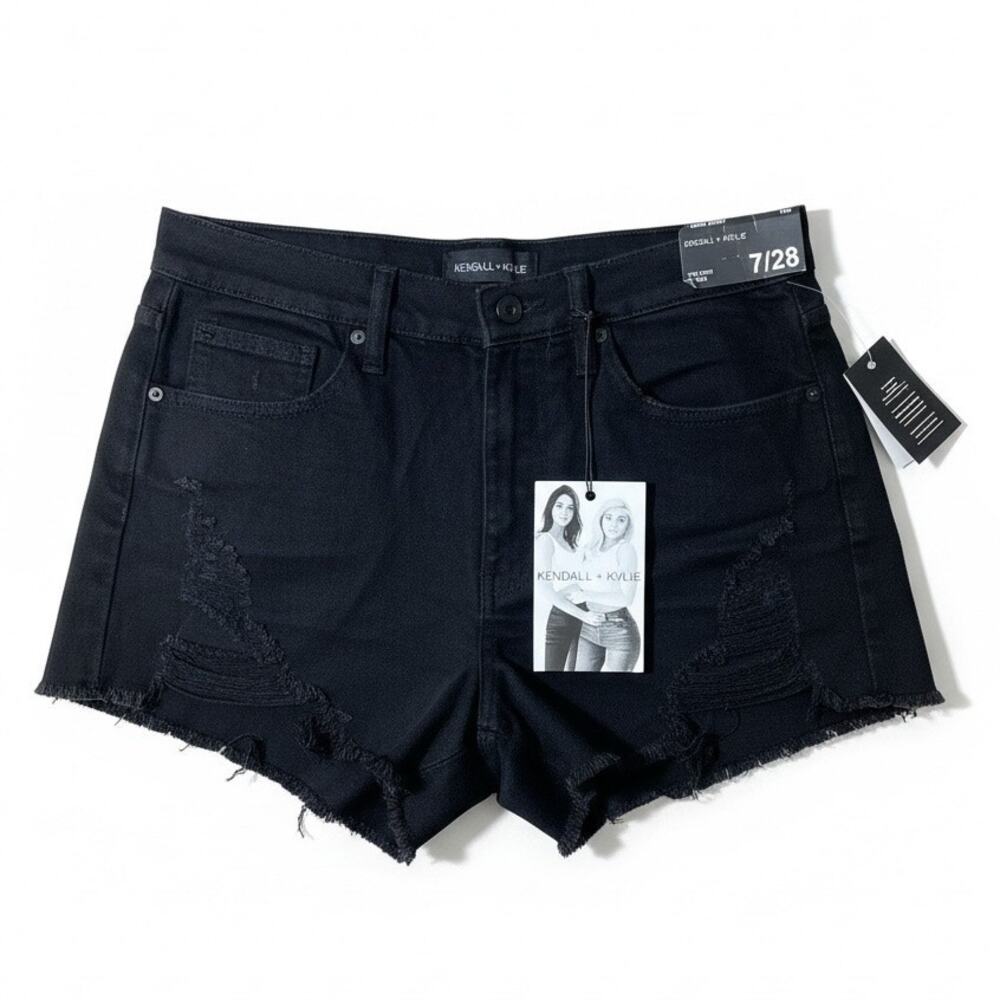 Kendall and Kylie Black Distressed The Icon Short 7/28 NWT